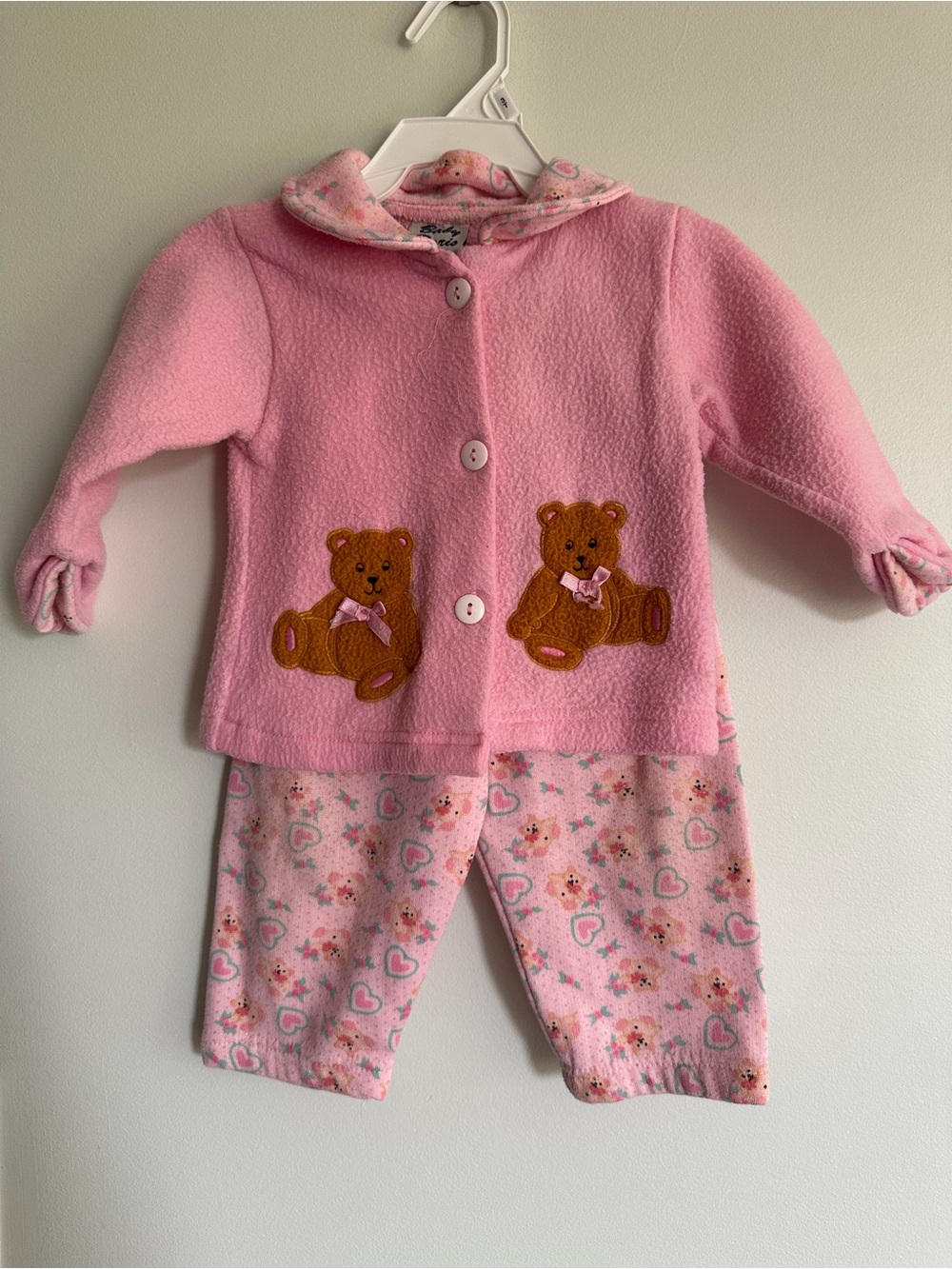 Vintage Baby Paris Pink Teddy Bear Matching Outfit Girly Heart